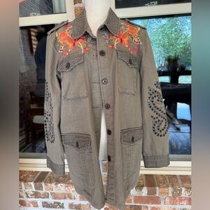 Johnny Was Floral Embroidered Utility Jacket